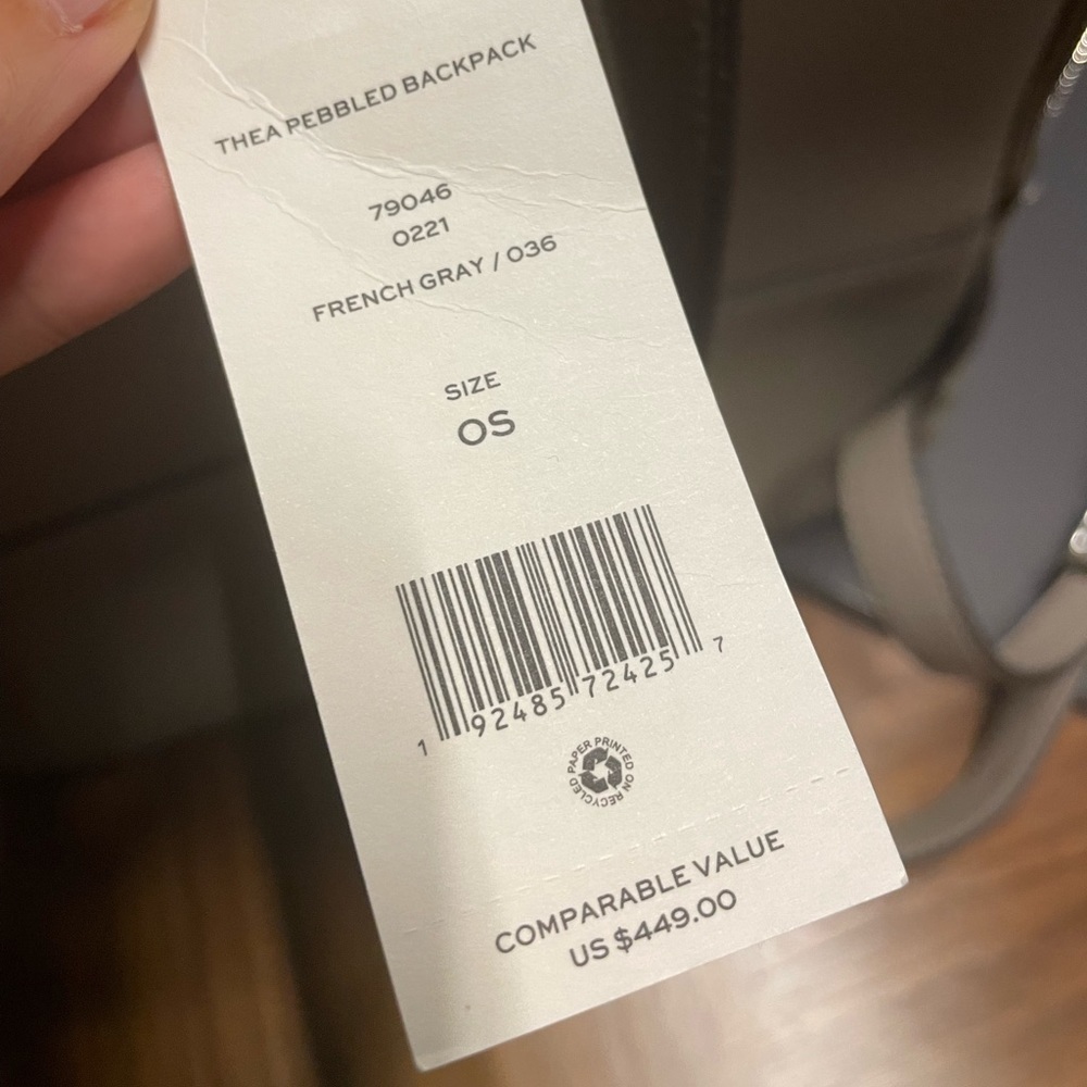 Tory Burch Thea Pebbled Gray Backpack - Picture 5 of 9